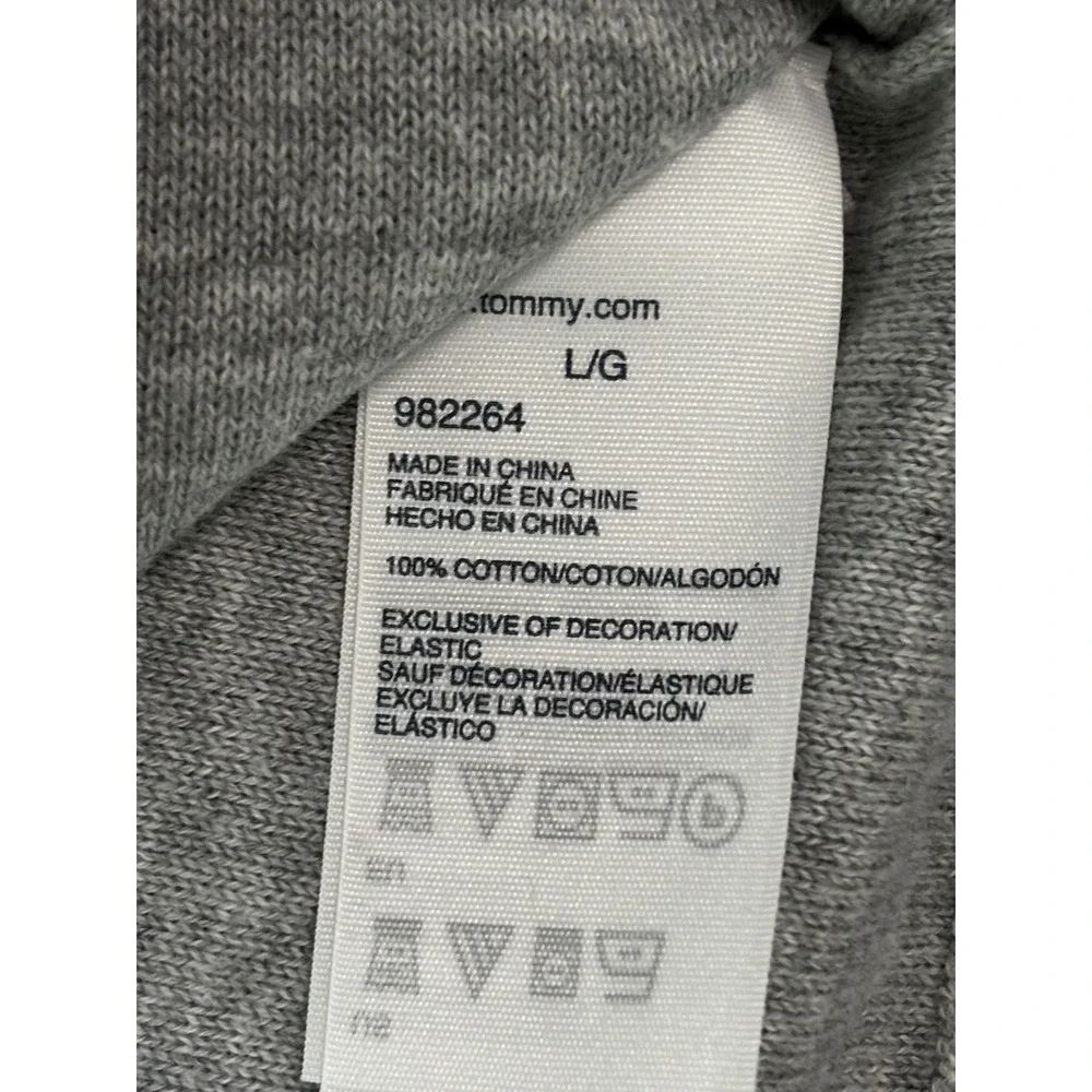 Tommy Hilfiger Mens Gray V-Neck Cotton Knit Pullover Sweater Size Large 982264